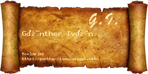 Günther Iván névjegykártya